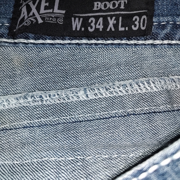 axel jeans 34x30 Wolcott Made In America Vintage Boot Cut Denim Jeans - Picture 5 of 5